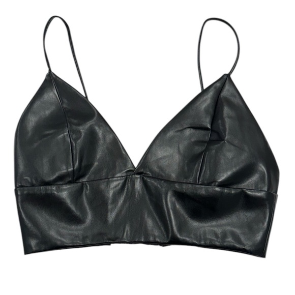 HOUSE OF HARLOW 1960 Vegan Faux Leather Bralette Black Crop Top NWT 8 - Picture 8 of 9